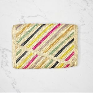 Wicker Straw Multicolor Stripe Bag